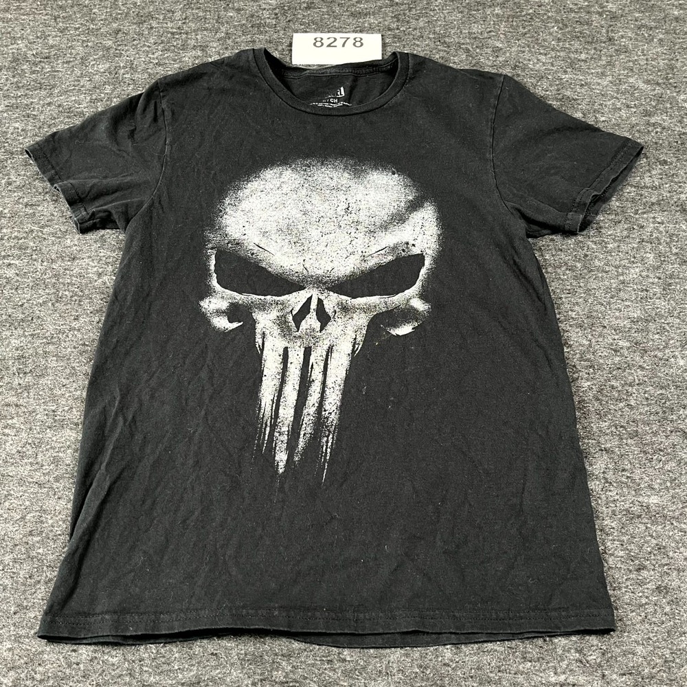 Marvel T Shirt Mens Small Black The Punisher Graphic Print Cotton Crew‎ Neck